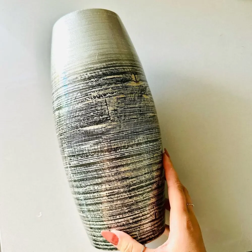 2 Silver Grey Gray Black Floral Flower Tall Vase Kitchen Gadget Storage Display